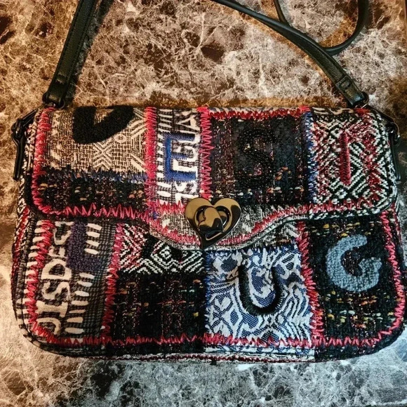 Desigual  | Patchwork Vegan Leather Crossbody/Shoulder Bag with Removable Strap - Picture 16 of 16